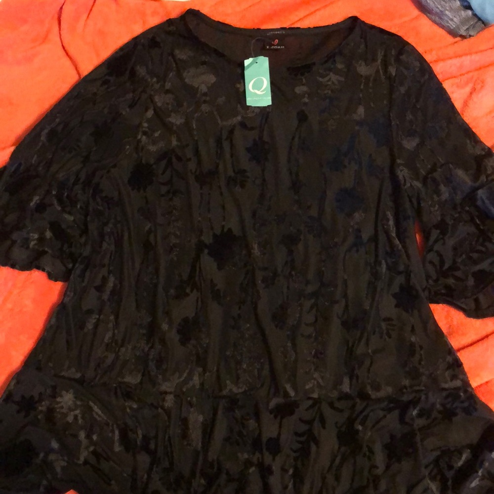 NWT Semi-sheer shirt with velvet floral pattern